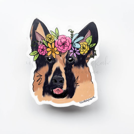 German Shepherd Flower Crown Sticker - Sticker