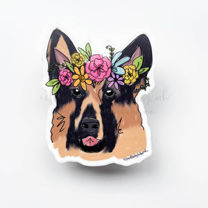 German Shepherd Flower Crown Sticker