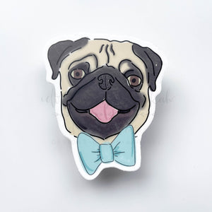 Pug Bow Tie Sticker