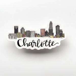 Charlotte North Carolina Skyline Sticker - Sticker