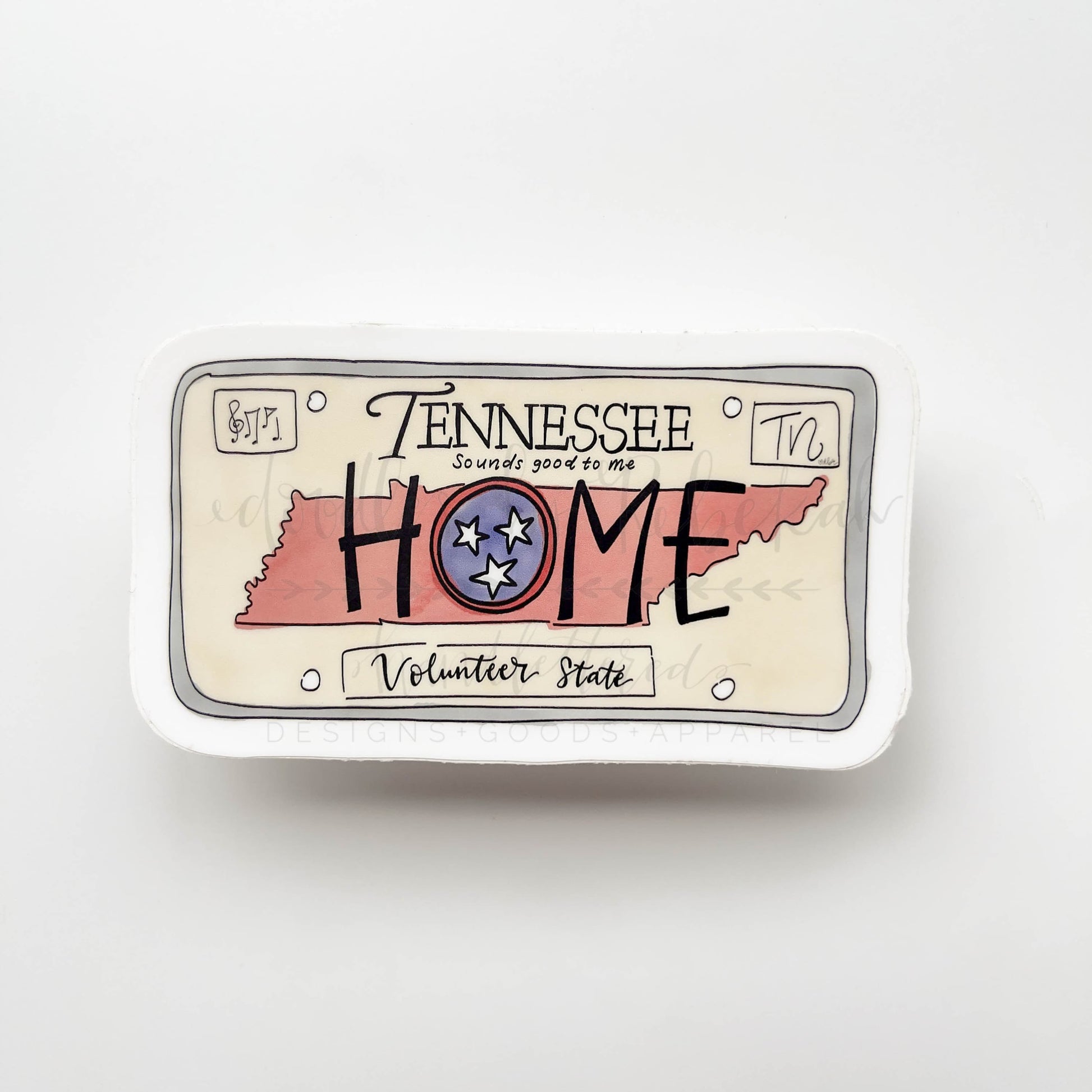 Tennessee License Plate Red Sticker - Sticker