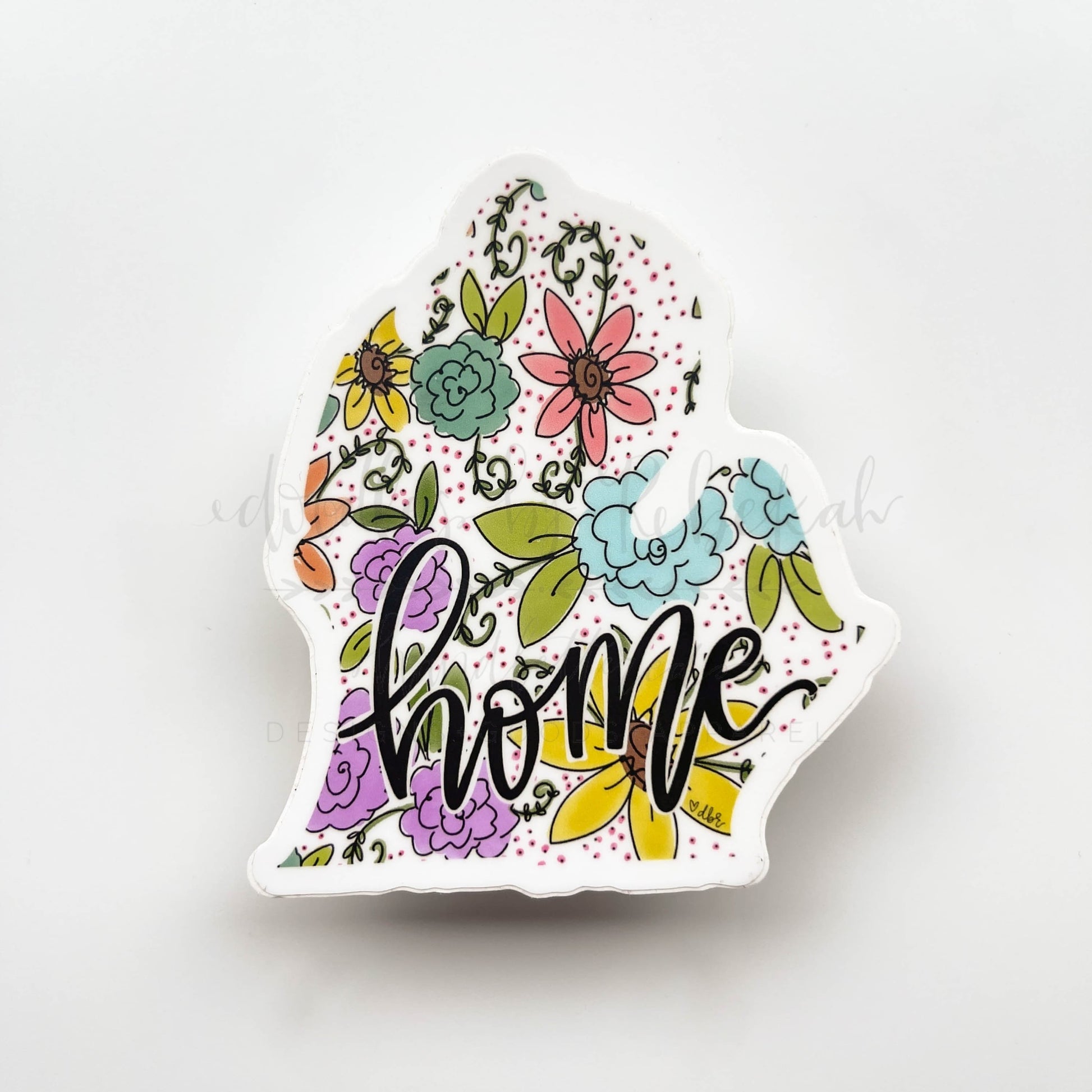 Michigan Lower Peninsula Floral Home Sticker - Sticker