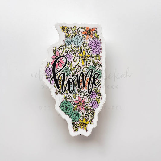 Illinois Floral Home Sticker - Sticker