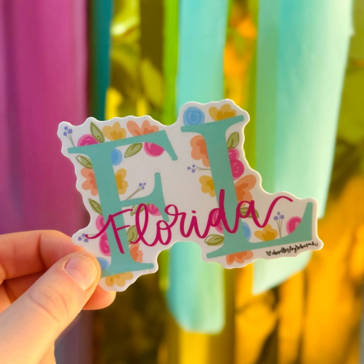 Florida (FL) Floral State Sticker – Doodles by Rebekah