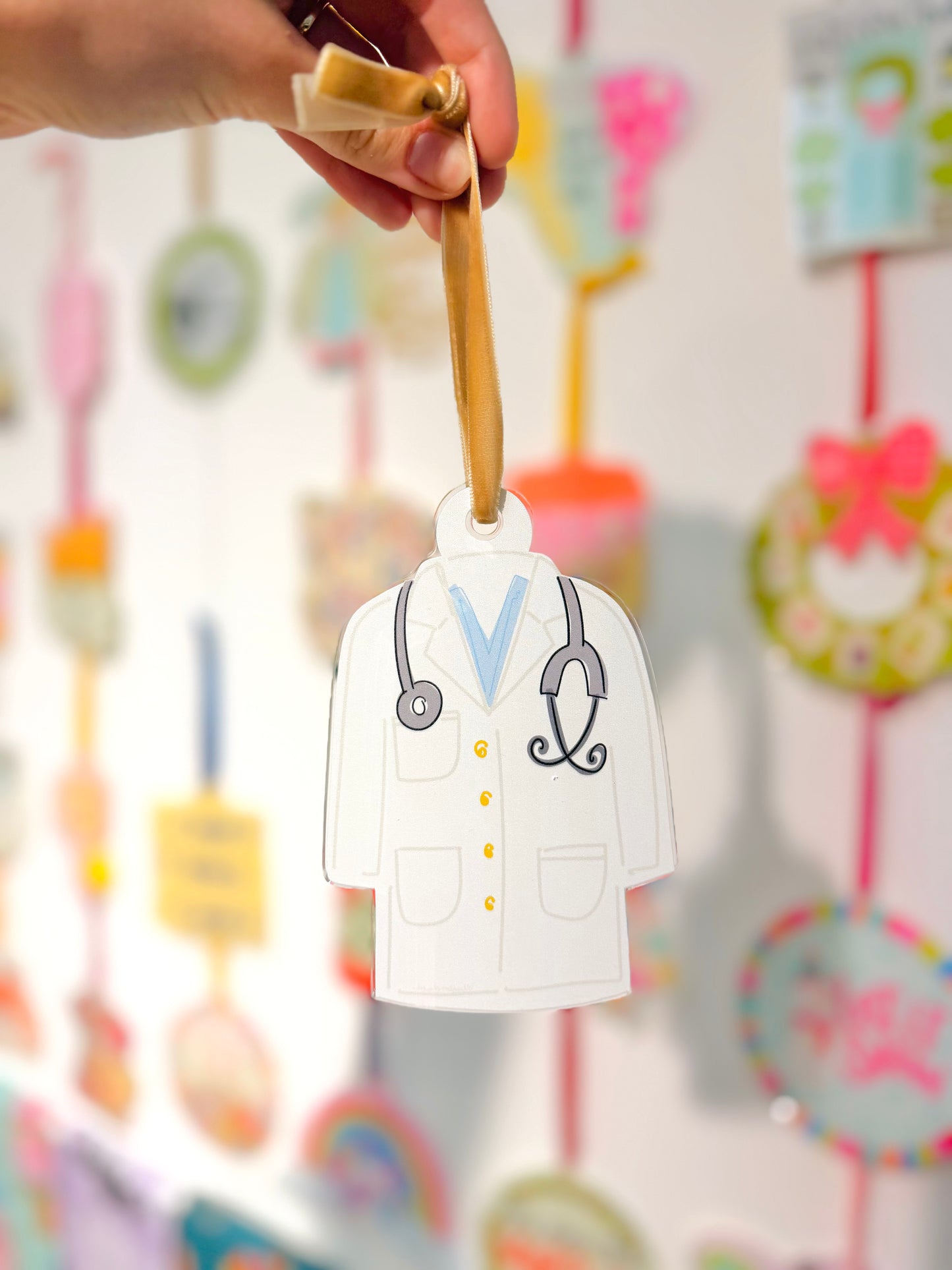 Doctor Acrylic Ornament featuring a white coat and stethoscope 