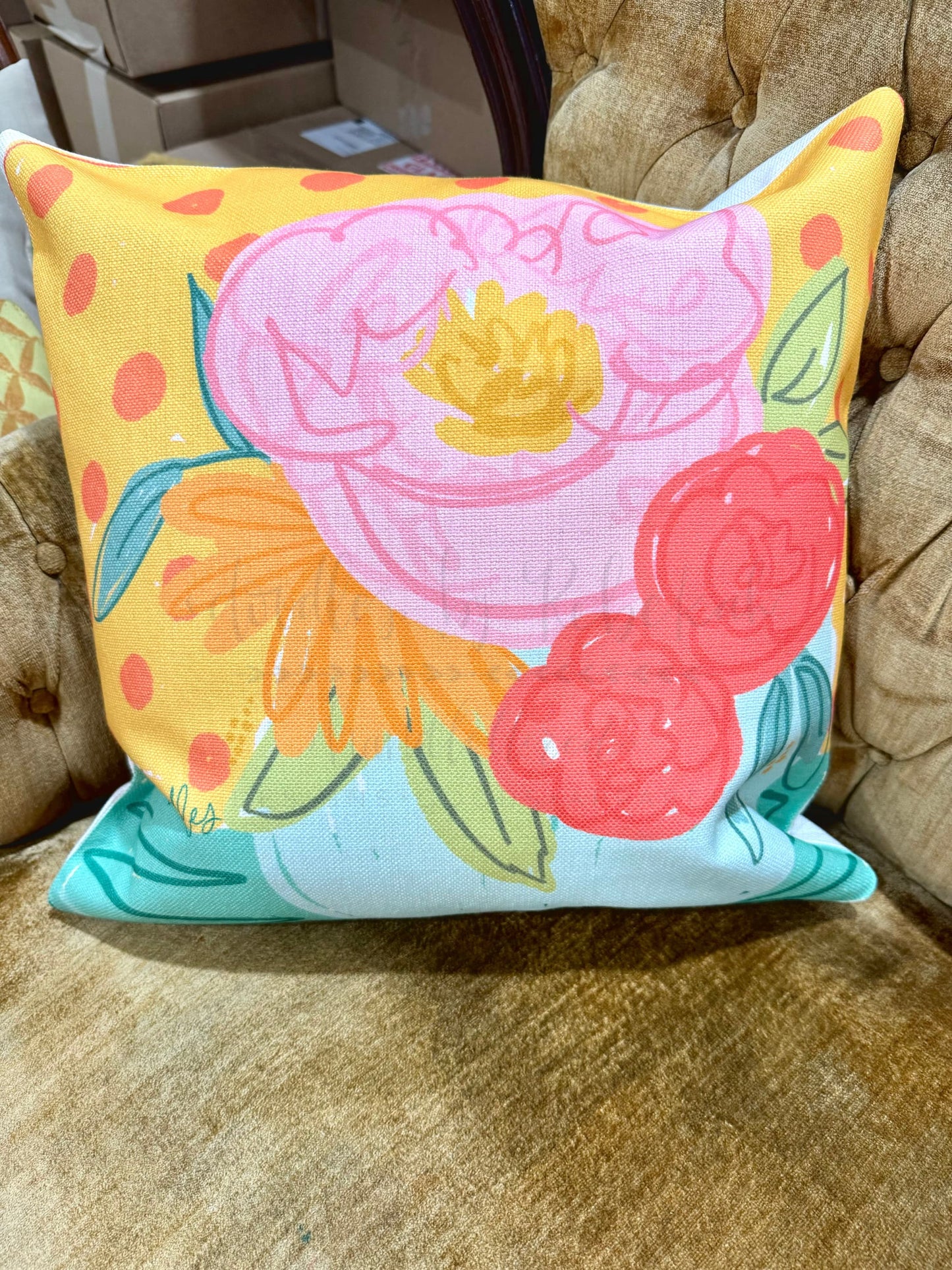 Mellow Yellow Floral Square Pillow - Pillow