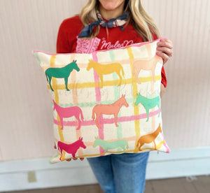 Mule Gingham Colorful Square Pillow