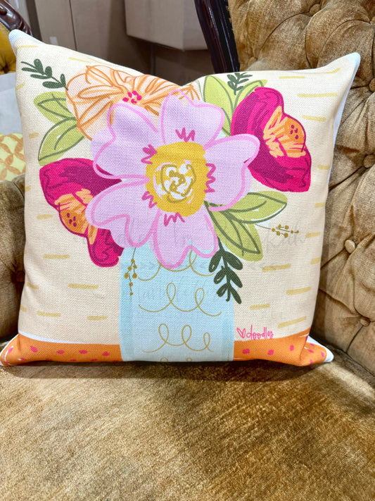 Morning Coffee Floral Square Pillow - Pillow