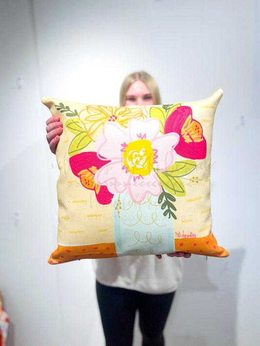 Morning Coffee Floral Pillow - Pillow