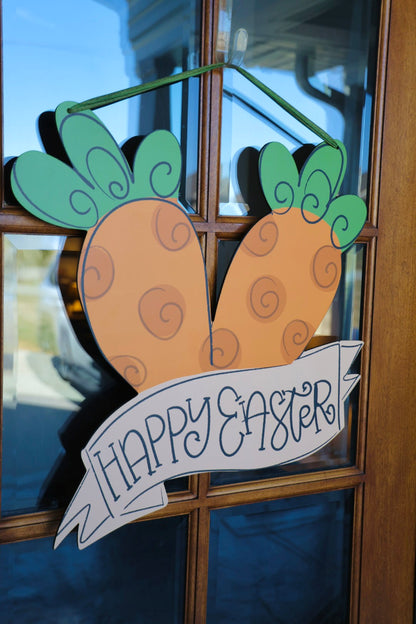 Happy Easter Carrots Doorhanger