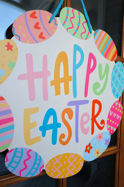 Happy Easter Egg Wreath Doorhanger