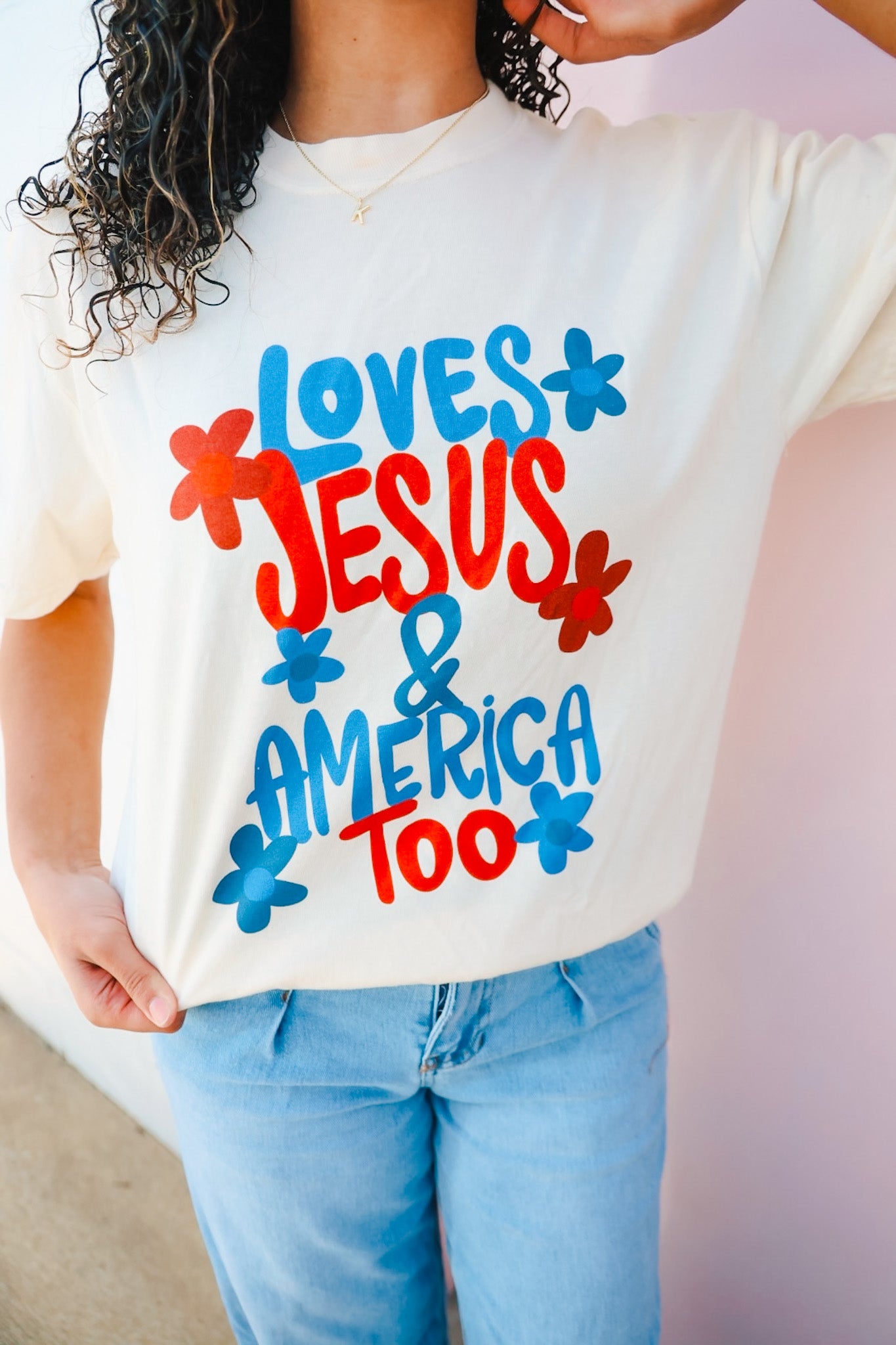Loves Jesus and America Too Tee