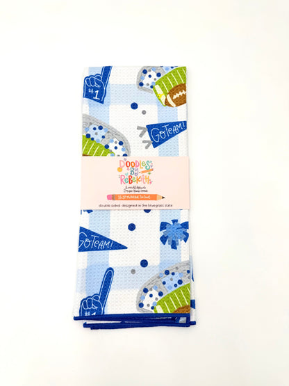 Blue & White Football Game Day- Microfiber Waffle Weave Tea Towel
