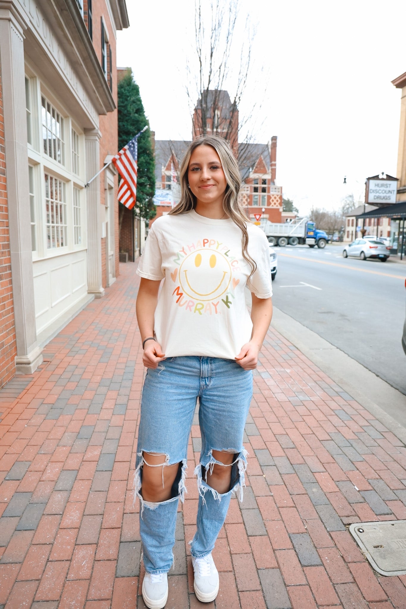 Happy Place Smiley Custom Name Tee