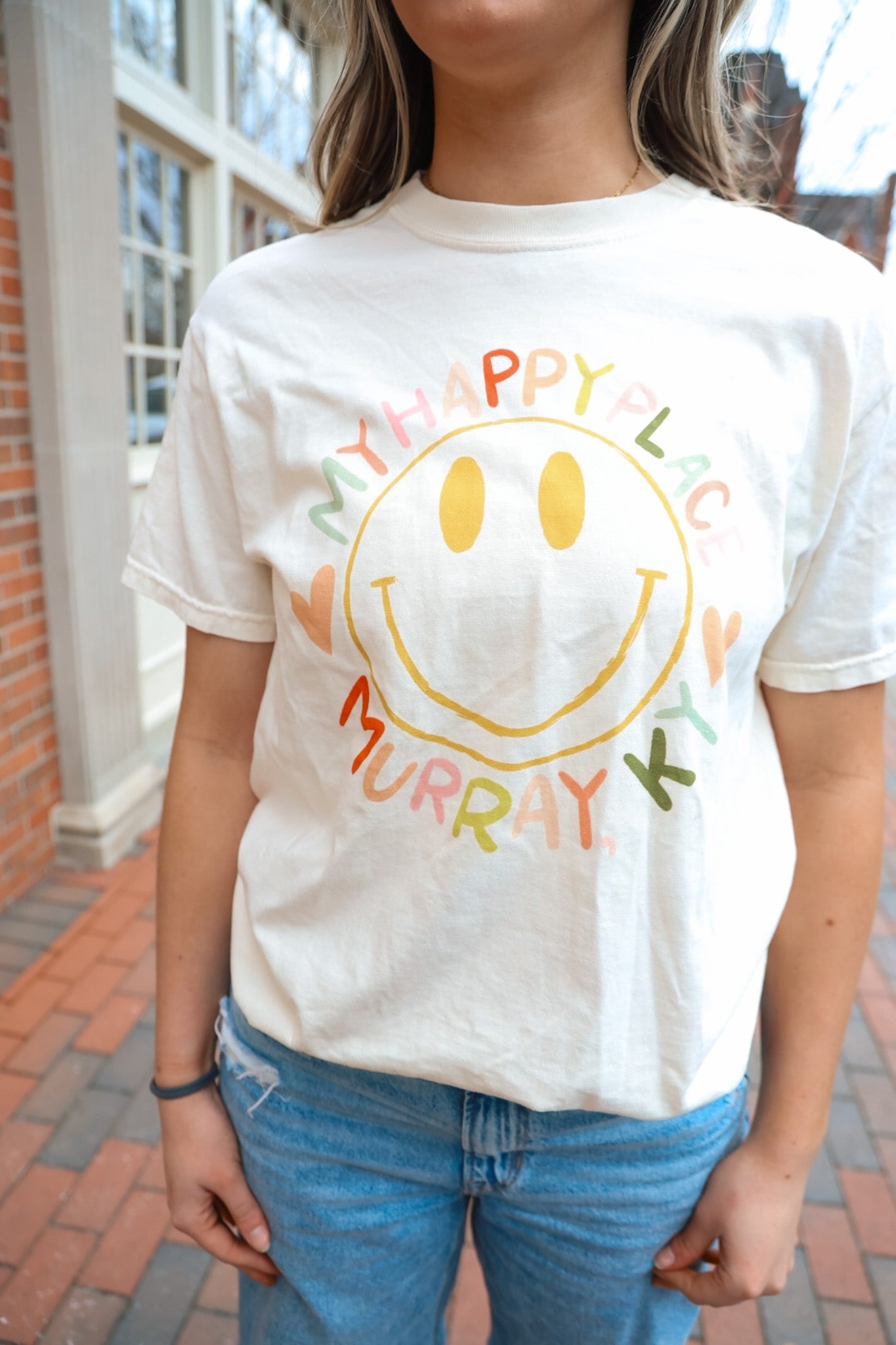 Happy Place Smiley Custom Name Tee