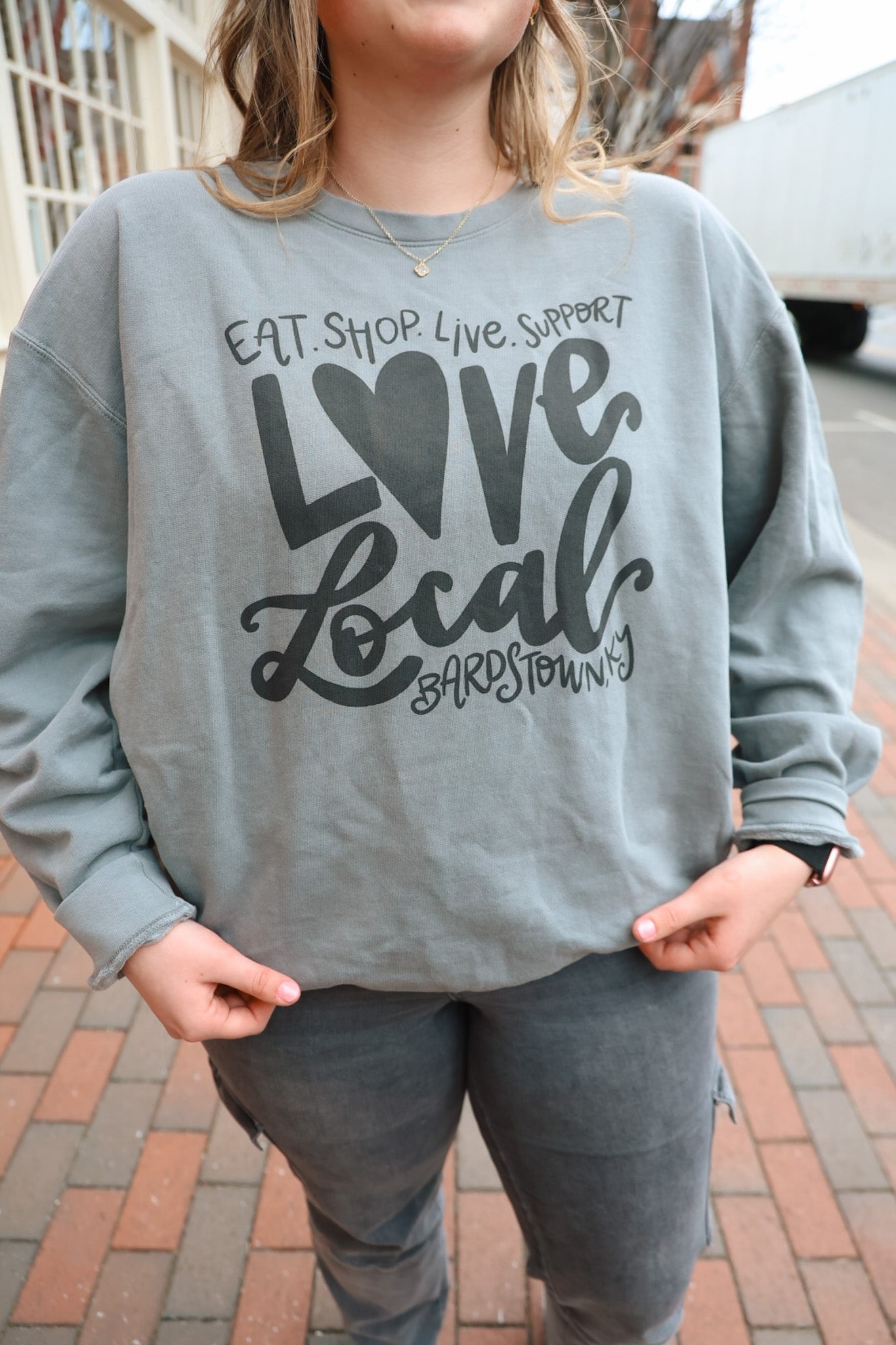 Eat Shop Live Support Love Local *Custom Town* Sweatshirt