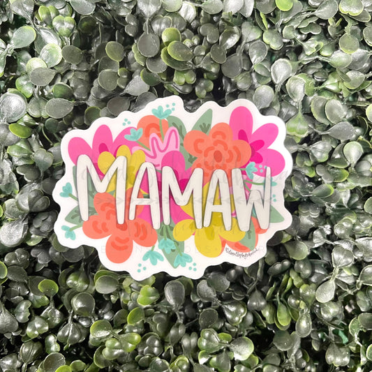 Colorful Flowers Mamaw Sticker - Sticker