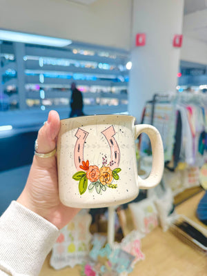 Floral Horseshoe Mug - Coffee Mug