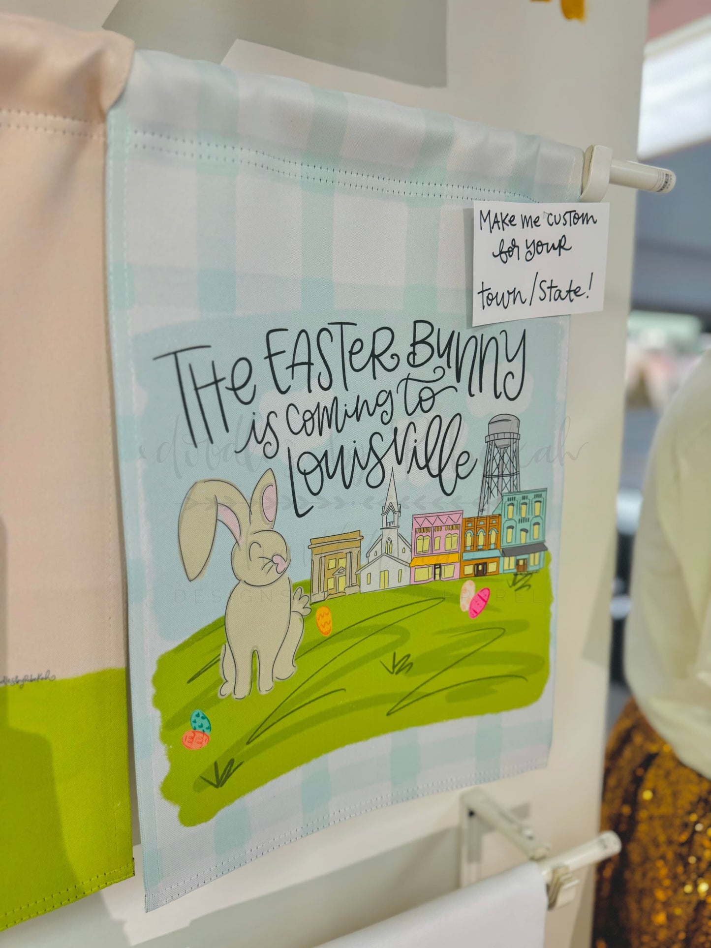 The Easter Bunny Is Coming To *Custom Town* Garden Flag - Garden Flag