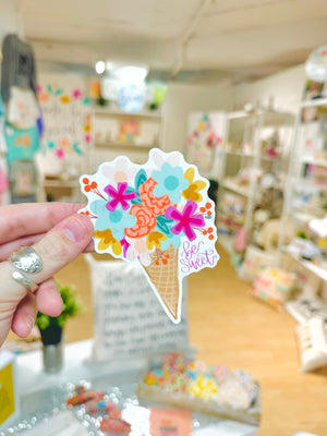 Be Sweet Flower Cone Sticker - Sticker