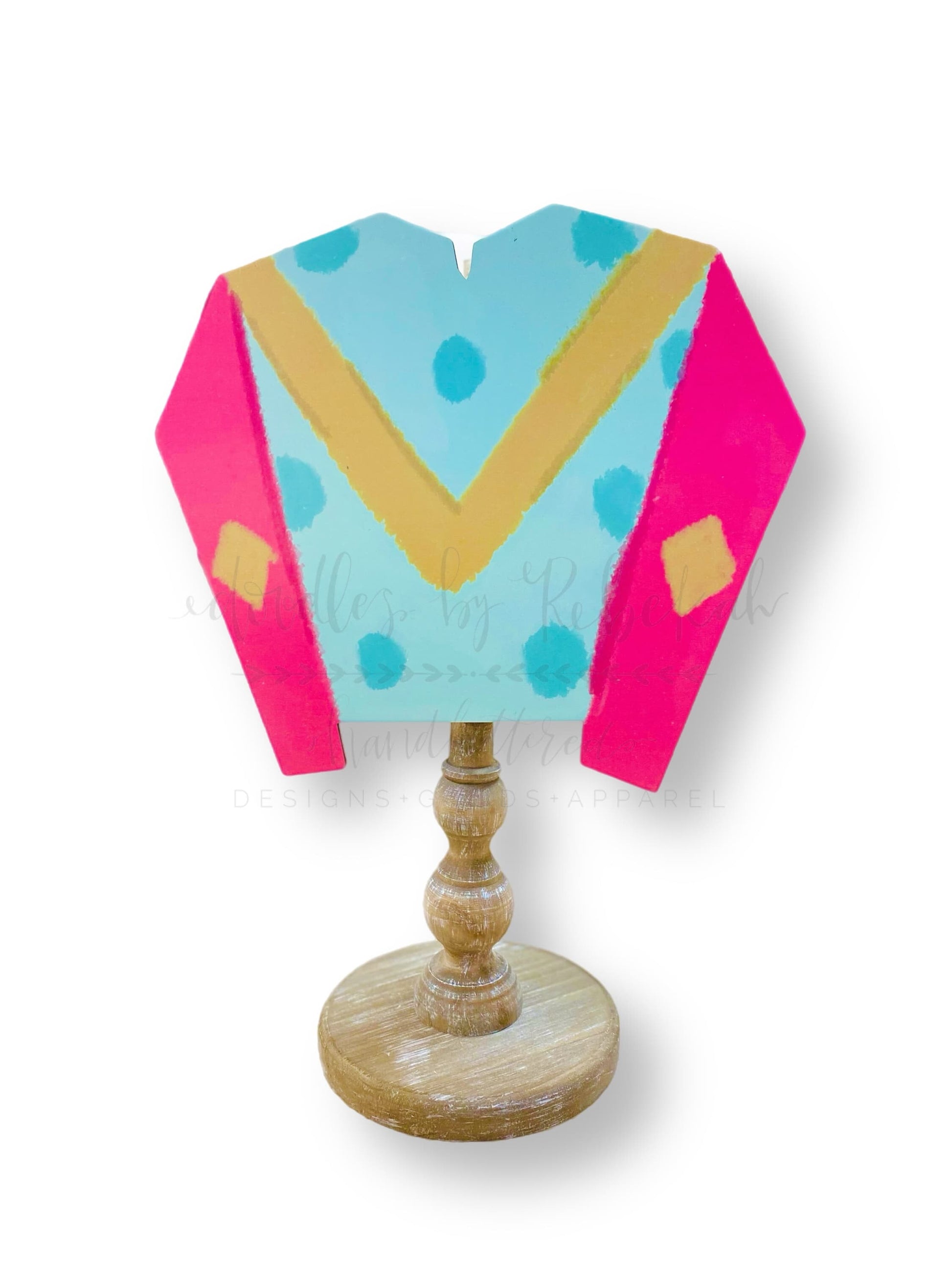 Aqua and Pink Jockey Silks Topper/Attachment - Topper