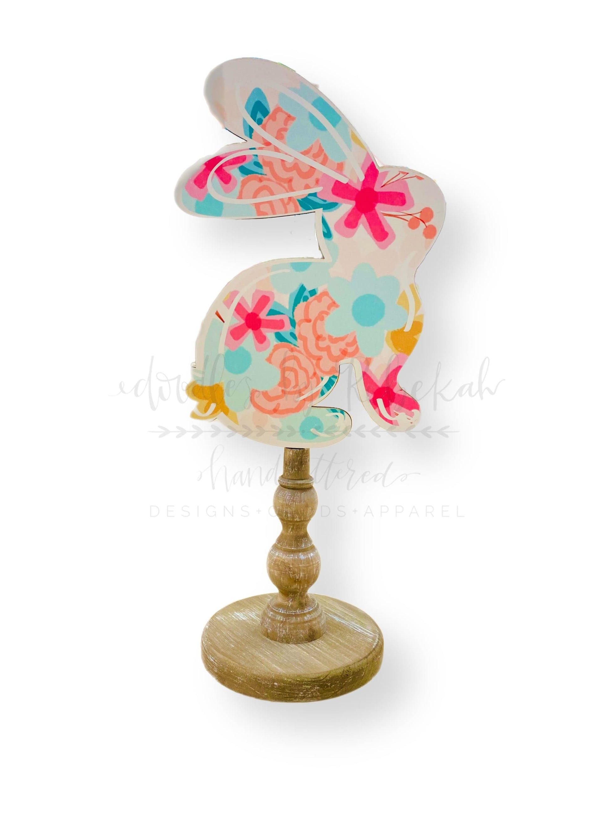 Floral Bunny Topper/Attachment - Door Hanger