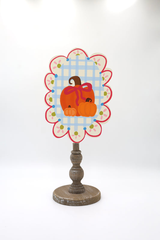 Scalloped Pumpkin with Bow Topper