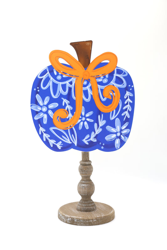 Blue Chinoiserie Bow Pumpkin Topper