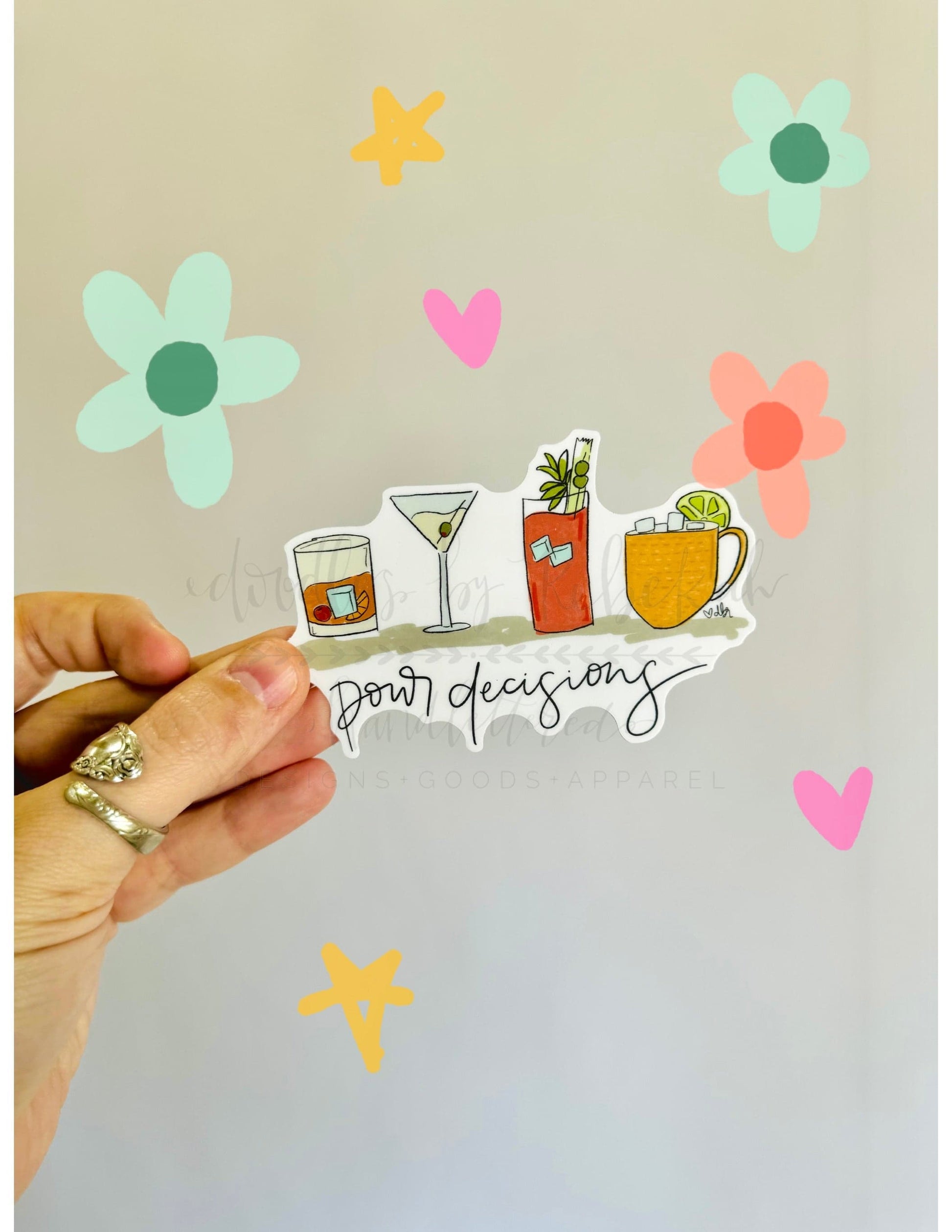 Doodles by Rebekah - Pour Decisions (Drinks) Sticker