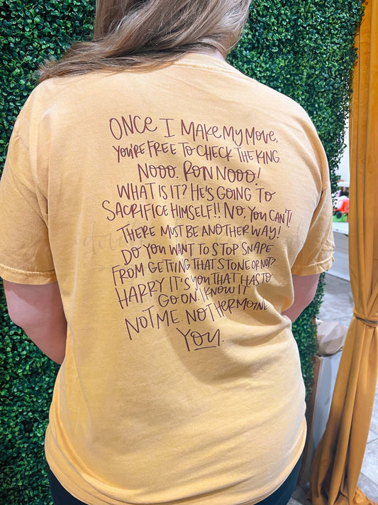 Not me. Not hermione. You. Tee - Tees
