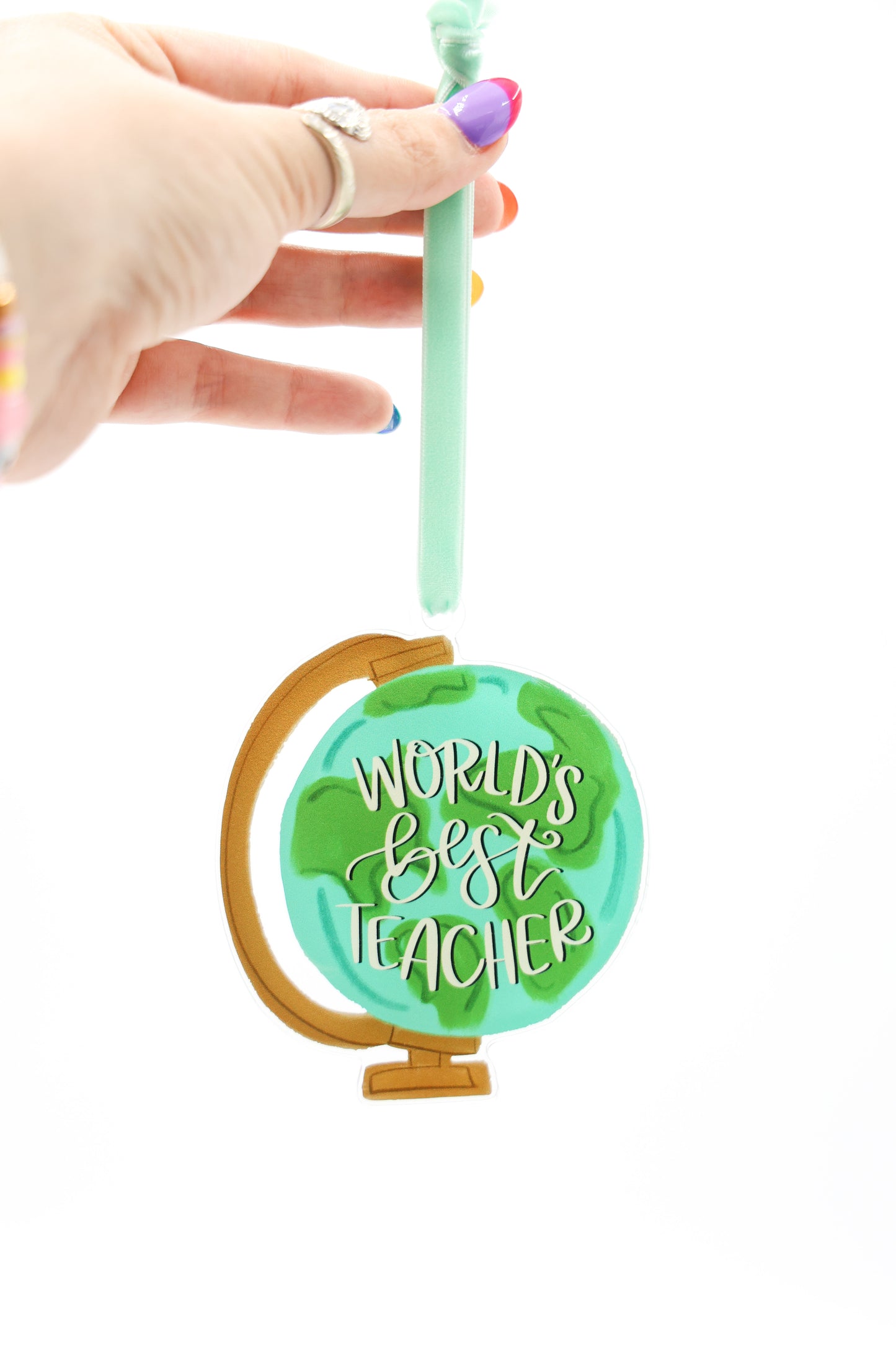 World's Best Teacher Globe Acrylic Ornament