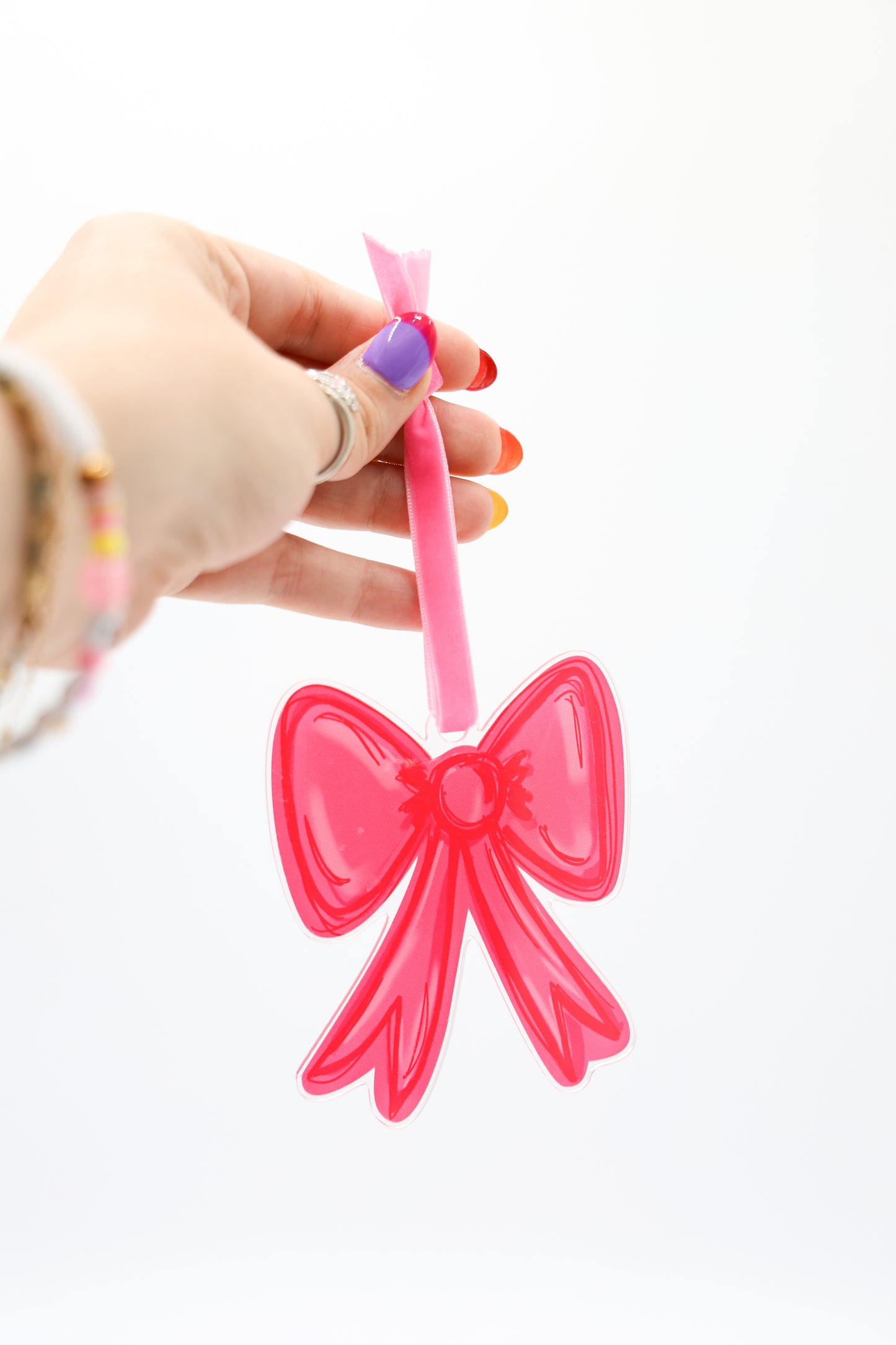 Pink Bow Acrylic Ornament