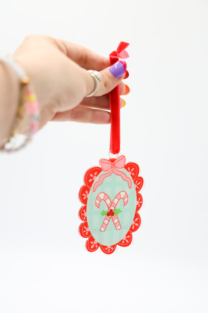 Scalloped Candy Canes Acrylic Ornament