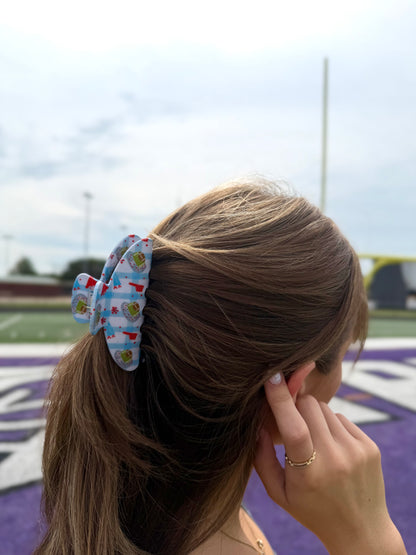 Red & Light Blue Gameday Claw Clip