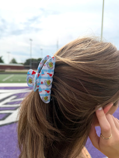 Red & Light Blue Gameday Claw Clip