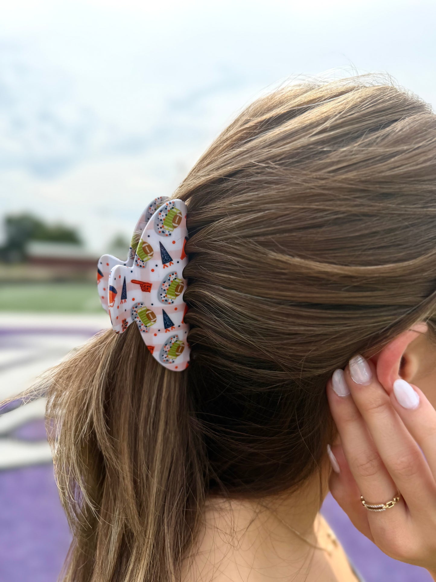 Orange & Navy Gameday Claw Clip