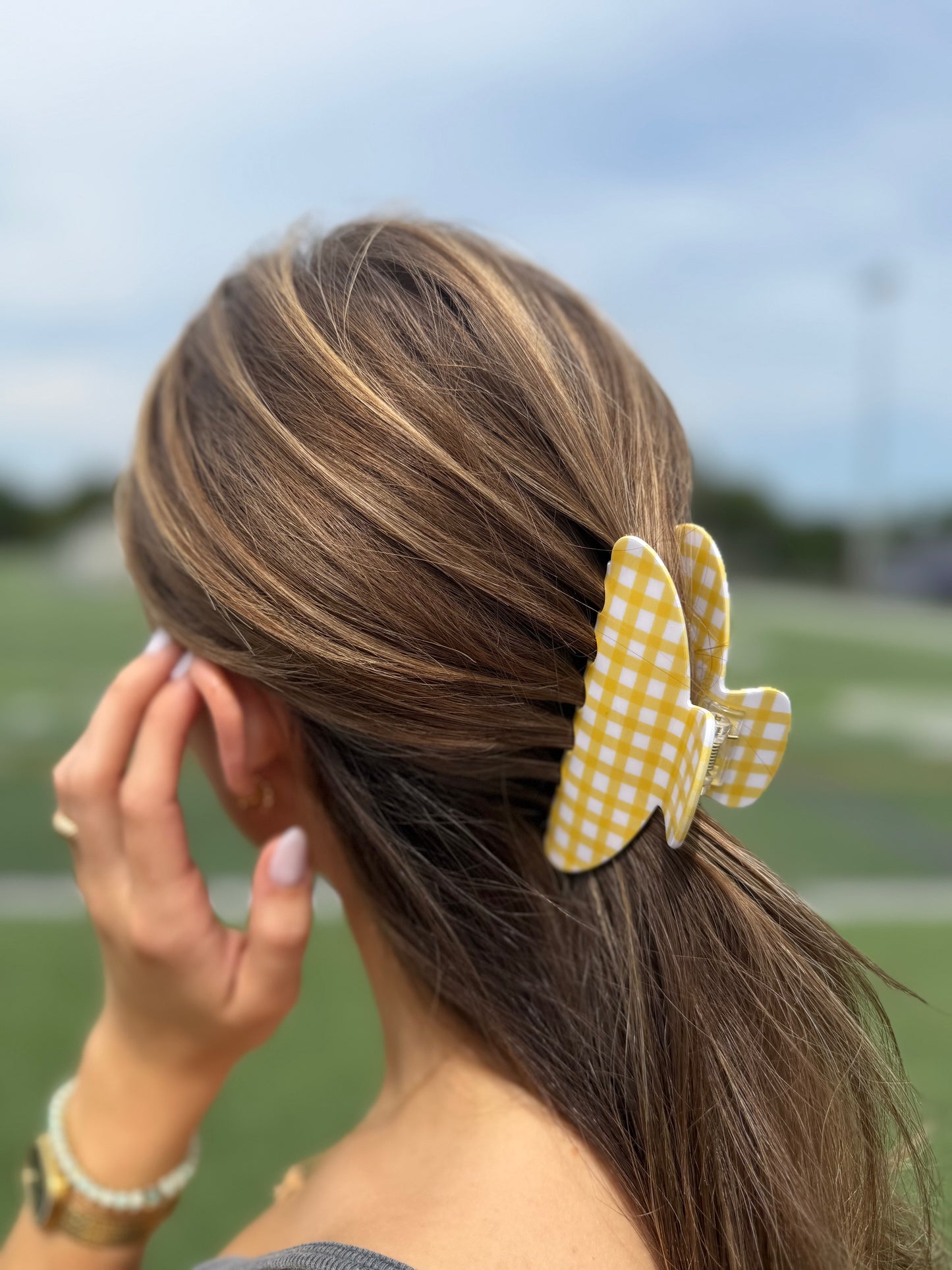 Yellow Gingham Claw Clip
