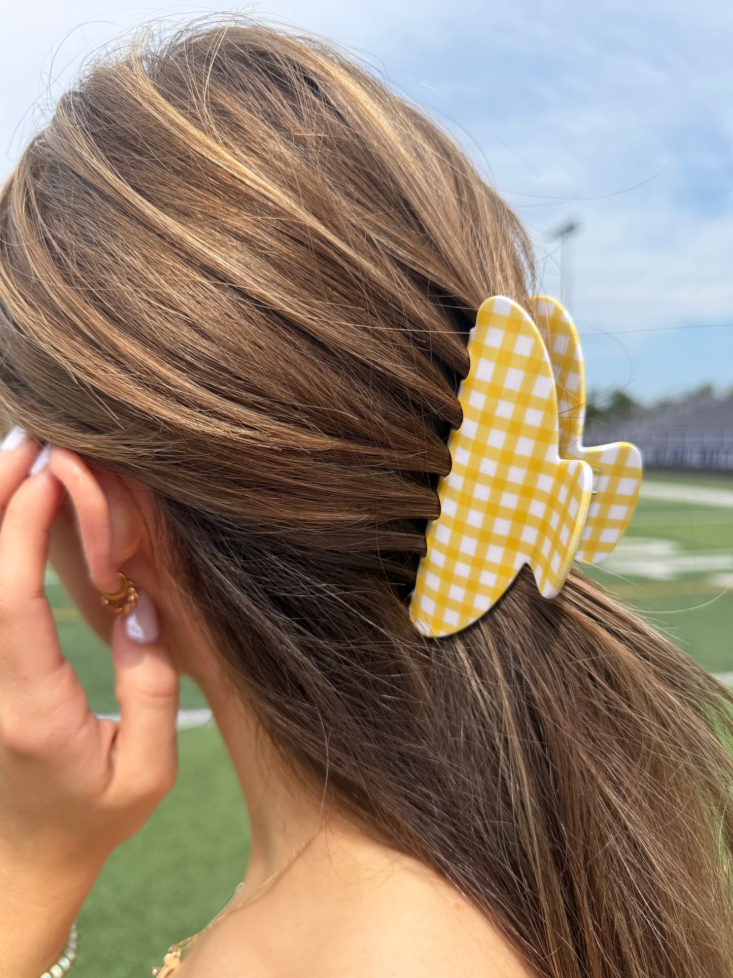 Yellow Gingham Claw Clip
