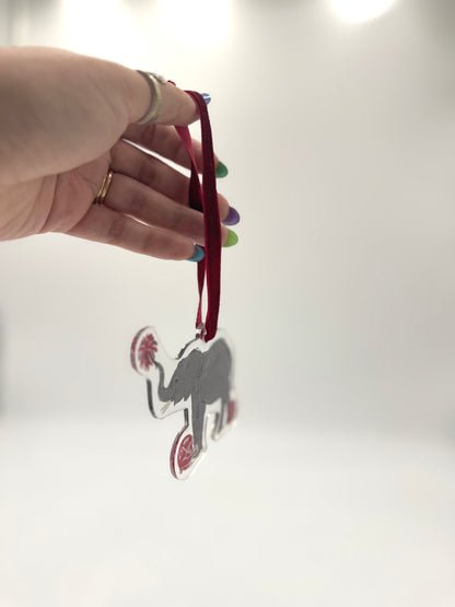 Crimson Football Elephant Acrylic Ornament