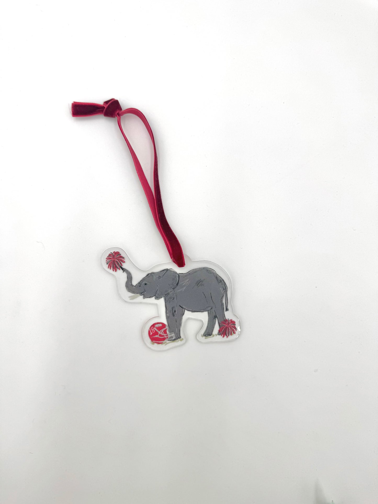 Crimson Football Elephant Acrylic Ornament