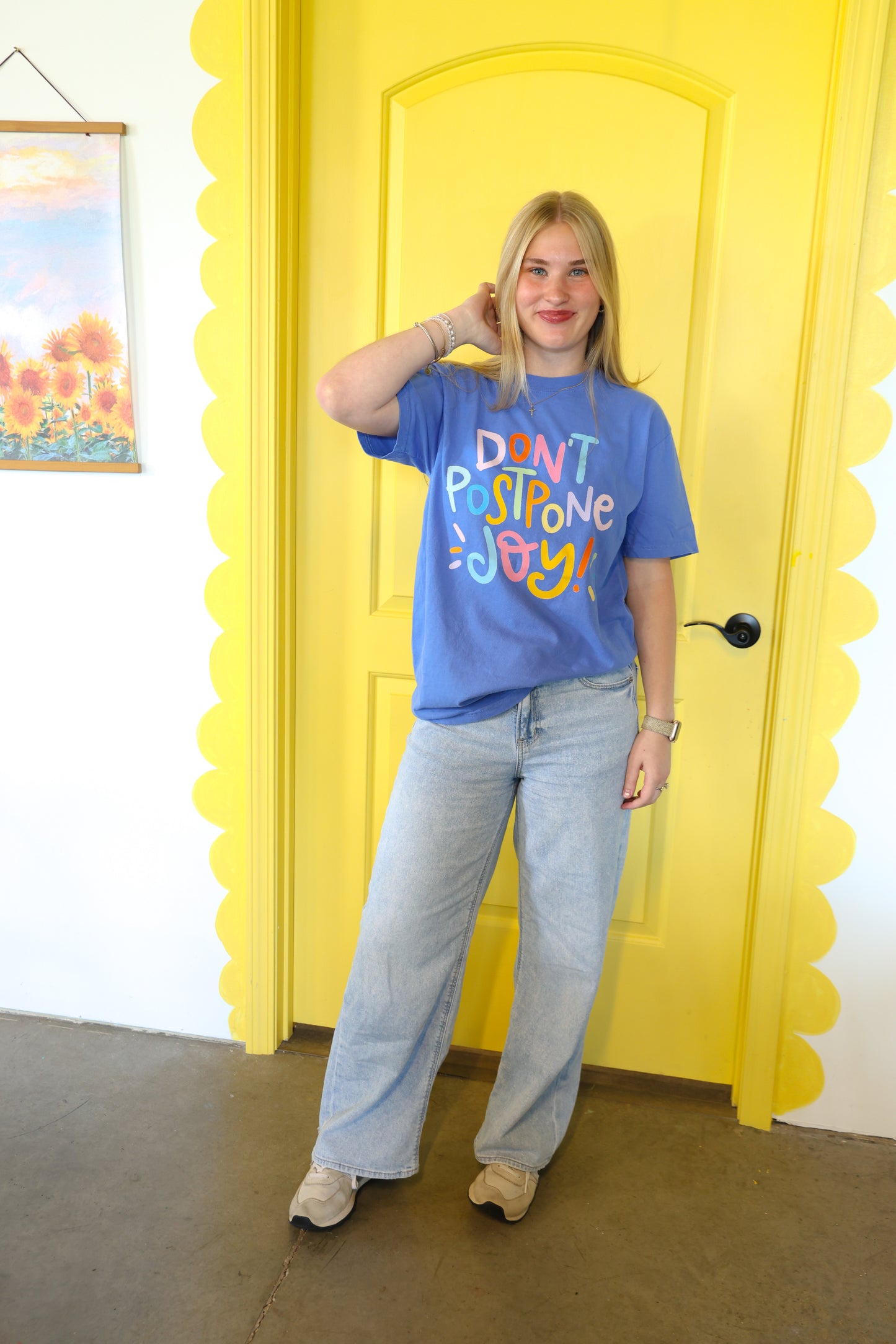 Don't Postpone Joy Tee Flo Blue