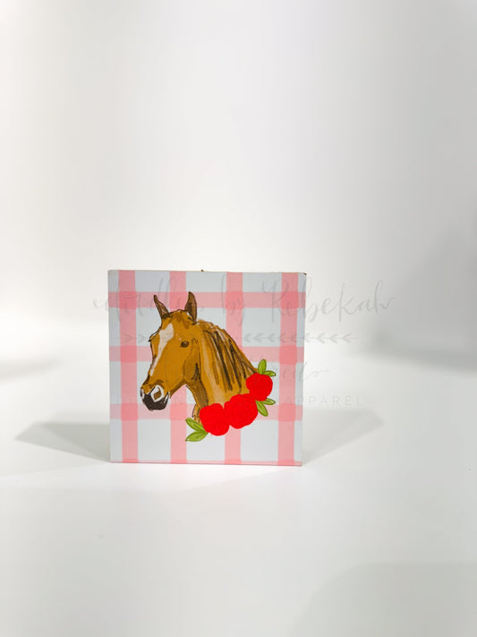 Horse with Roses 4x4 Block