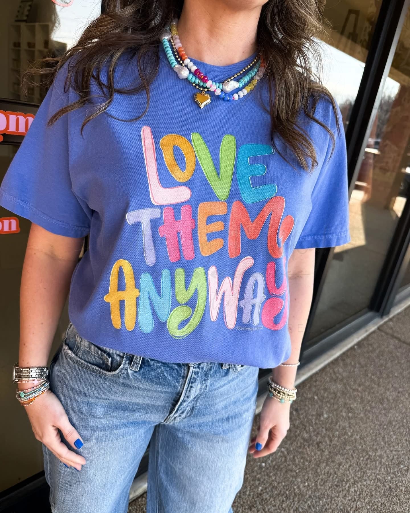 Love Them Anyway Tee Flo Blue - Tees