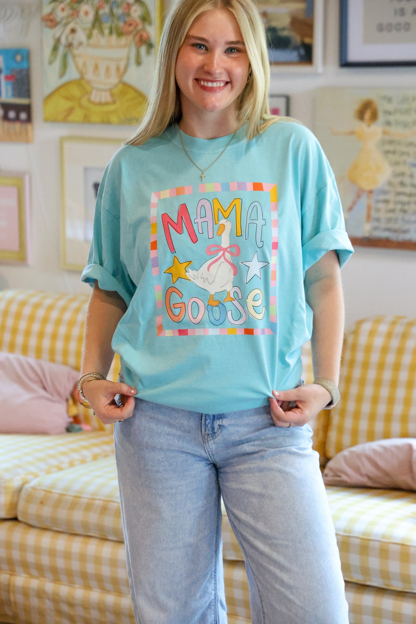Mama Goose Chalky Mint Tee