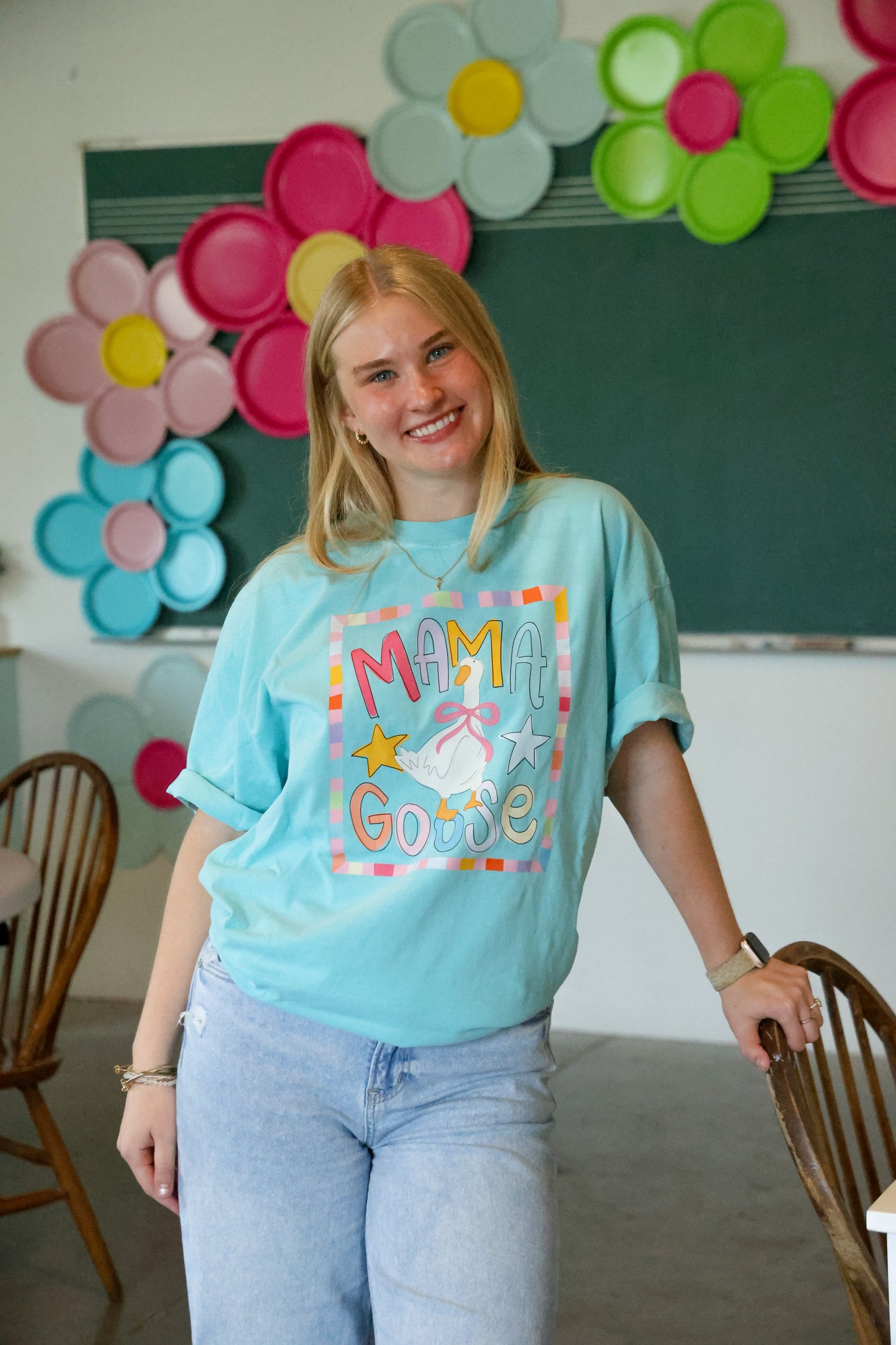 Mama Goose Chalky Mint Tee