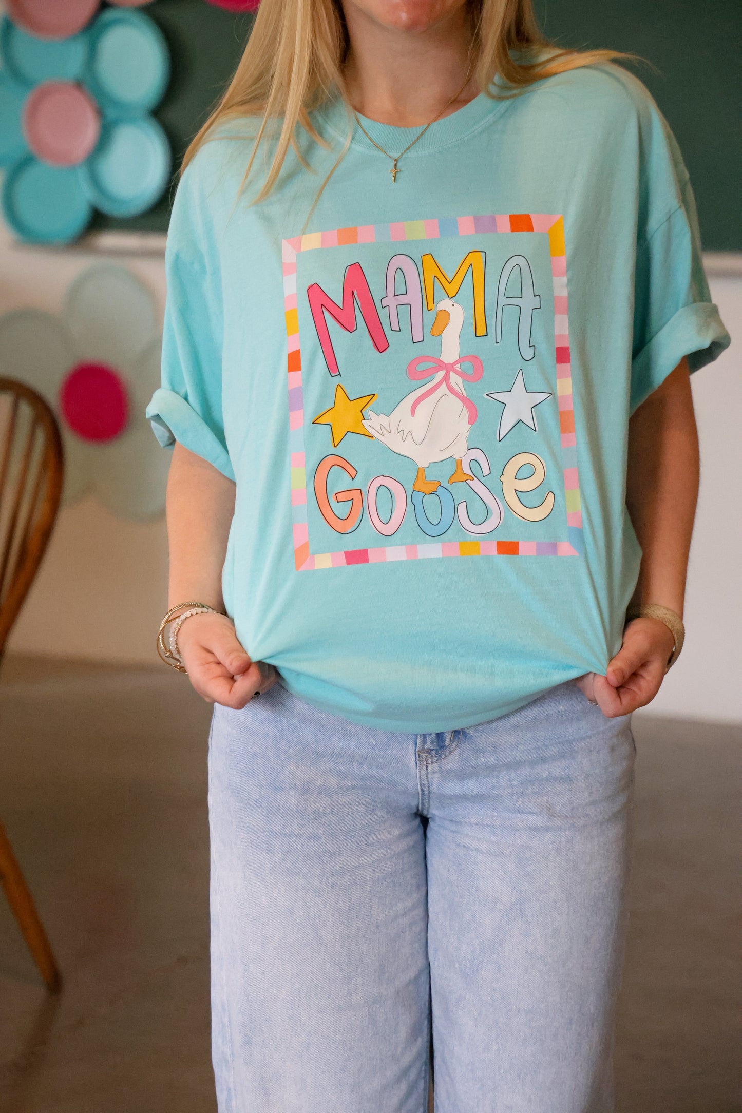 Mama Goose Chalky Mint Tee