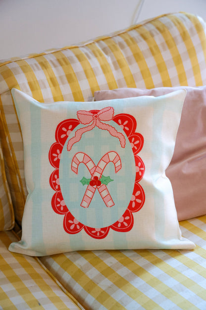 Scalloped Candy Cane Pillow