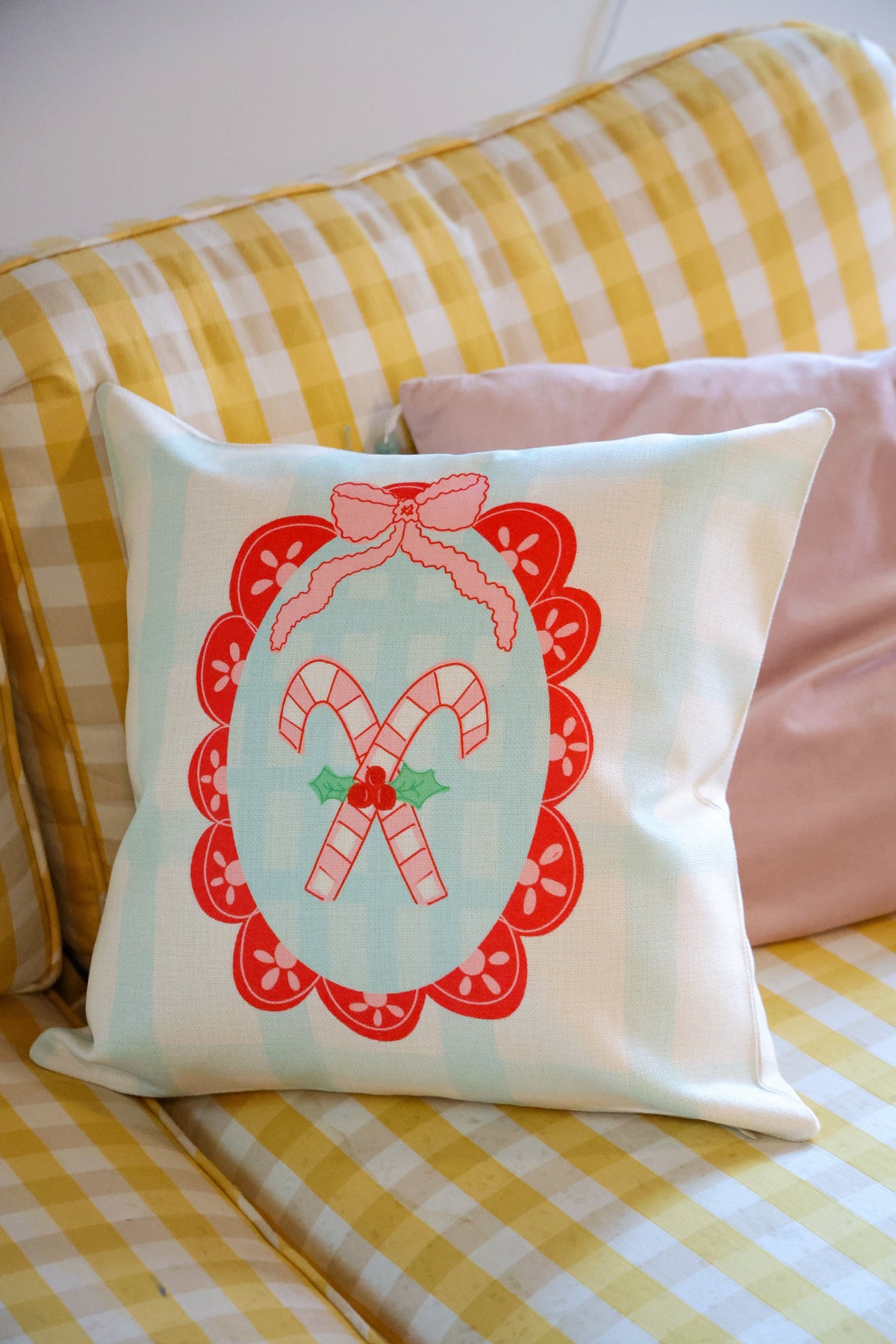 Scalloped Candy Cane Pillow