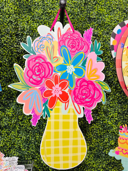 Neon Floral Vase Door Hanger- 30 Inches!