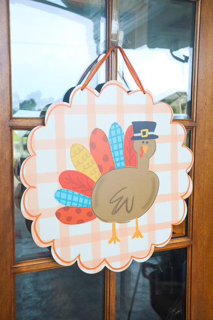 Patch the Turkey Scalloped Doorhanger